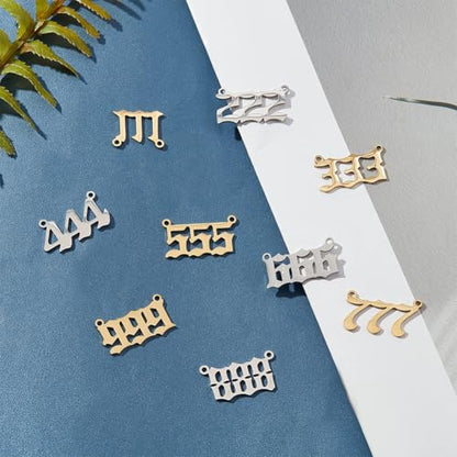 UNICRAFTALE 2 Colors Number 1~9 Pendants Stainless Steel Linking Charms Lucky Number Sports Charm Angel Number Necklace 999 Pendants Numerology Jewelry Birthday Gift11.5~12mm long