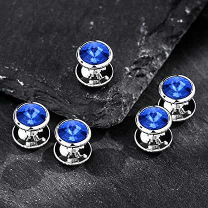 HAWSON Crystal Shirt Studs for Men's Tuxedo Shirt, Tuxedo Buttons for Birthday Wedding Party Christmas. - color: Royal blue