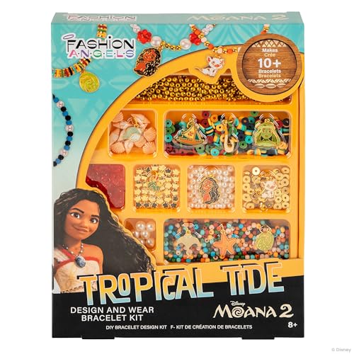 Fashion Angels Disney Moana 2 Tropical Tide Jewelry Design Kit | Includes Assorted Beads & Charms, Makes 10+ Nautical Bracelets, Fun Craft for Kids Ages 8+ - size: Moana 2 Tropical Tide Jewelry Kit