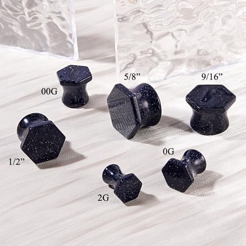 Longbeauty 20/30 Pcs Set Mixed Stone Saddle Double Flared Ear Tunnels Expander Plugs Stretcher 3MM-20MM - style: 6pairs, 0g(8mm)