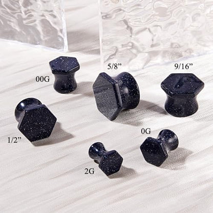 Longbeauty 20/30 Pcs Set Mixed Stone Saddle Double Flared Ear Tunnels Expander Plugs Stretcher 3MM-20MM - style: 6pairs, 2g(6mm)