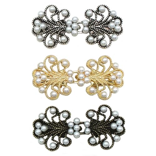 3pcs women's Vintage diamond Cardigan Collar Clip Shawl cape buckle Can be used as dress tightening clip sweater accessories - color: G