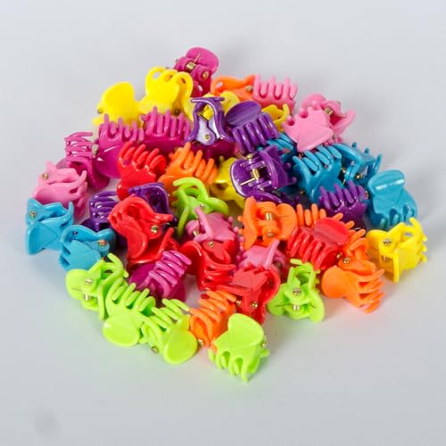 50 PCS Mini Hair Claw Clips， Bangs Strong Grip Multifunction Clamp Clips. (Bright colors) - color: Bright colors