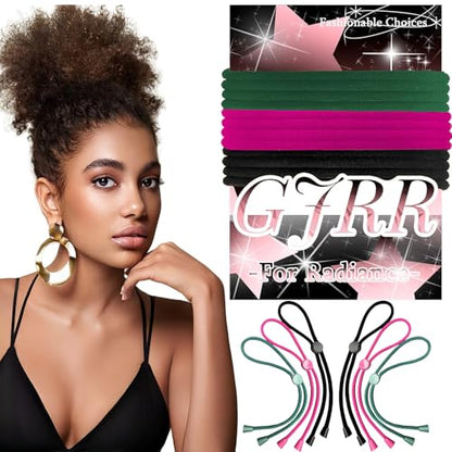 6 Pcs Adjustable Thick Hair Ties, Large Ponytail Holders for Natural Hair, Buns, Locs, Dreads, Curly & Afro Hair/Puffs - 3 Colors Hair Bracelet Bulk - color: Multicolor