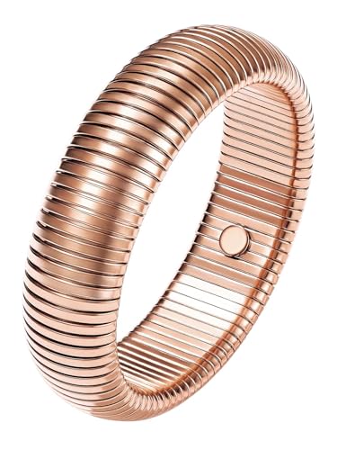 KeyStyle Bangle Bracelets For Women, Stainless Steel Stretch Bracelet Wide | 14K Gold/Rose Gold/Black/Silver Plated Flexible Wide Twisted Link Chain Wristband Jewelry, 10Mm, 16Mm, 20Mm - color: 20mm - Rose Gold