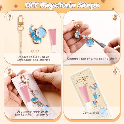 Wurosi 52 Set Lip Gloss Keychain Making Kit with Gift Packaging Supplies | Included 4 Styles 0.47*3.9in Extender Chains,Swivel Snap and Packaging Supplies, for DIY Lip Gloss Keychains, Bag Charms - color: 52 Set Gold Keychain Kit