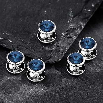 HAWSON Crystal Shirt Studs for Men's Tuxedo Shirt, Tuxedo Buttons for Birthday Wedding Party Christmas. - color: Dark Blue