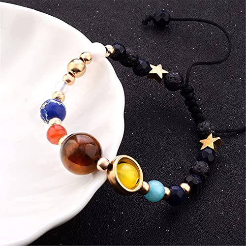 ONLYJUMP Planet Bracelet Solar System Universe Galaxy Bracelet Handmade Natural Stone Bead Bracelet String Adjustable Astronomy Gifts Bangle for Women Men - color: Planet