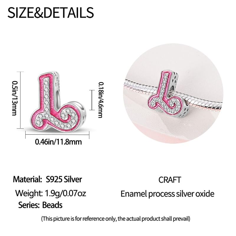 925 Sterling Silver Letter Charms Fits Pandora Bracelets Alphabet AZ Bead Charm for Bracelets Necklace with 5A Cubic Zirconia for Women Birthday Ceremony DIY Jewelry Gift - style: L