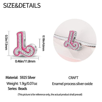 925 Sterling Silver Letter Charms Fits Pandora Bracelets Alphabet AZ Bead Charm for Bracelets Necklace with 5A Cubic Zirconia for Women Birthday Ceremony DIY Jewelry Gift - style: L