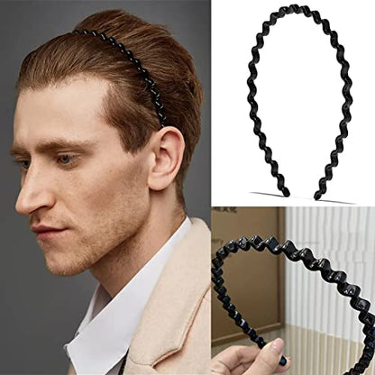ULTIMUTE 8 PCS Fashion No Slip Effortless Plastic Headbands with Teeth Comb Black Skinny Headbands Hair Accessories Bands for Women Men Teen Girls, Classic Black Bright - color: Classic Black Bright