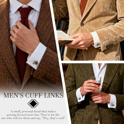 HAWSON Various Unique Cuff Links Mens, Animal/Tactical/Music/Holiday/Cufflinks, Themed Wedding Dinner Party Gift Suit Accessories - style: Tractor