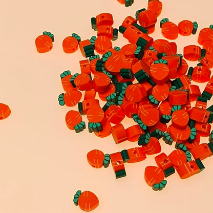 100pcs Carrot Polymer Clay 10mm Spacer Beads for Women Jewelry Making DIY Bracelet Necklace Hair Clip Easter Favor (Carrot) - color: Carrot