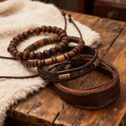 Wood Bead Necklace Africa Wooden Chain Statement Unisex Chunky Necklaces - color: 1 wood necklace+1#