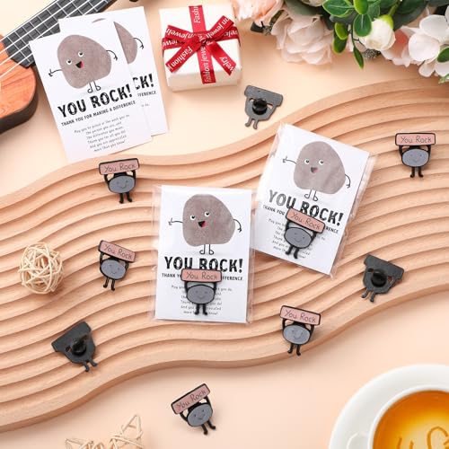 You Rock Enamel Pins Employee Appreciation Gifts Bulk You Rock Gifts for Coworkers Office Staff Work Team Teacher Funny Employee of The Month Lapel Pin Thank Cards Bags - style: Classic