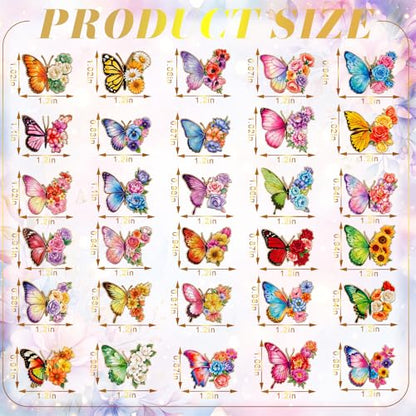 30/60 Pcs Cute Enamel Pins Bulk Plant Flower Animal Halloween Gothic Fall Pumpkin Cartoon Lapel Pin Brooches Jewelry Gift for Backpack Clothes Hats Accessories - style: Butterfly Flowers