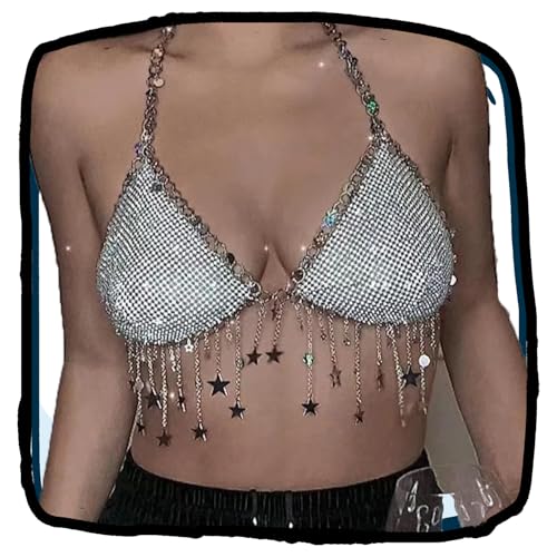 Body Chain Bra Fashion Shoulder Necklaces Bra Chain Body Jewelry - color: Silver Six
