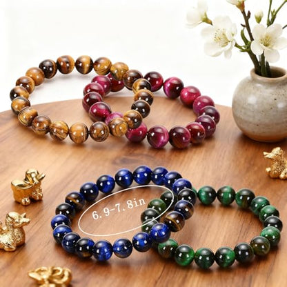 5A Grade Natural Crystal Gemstone Bracelet: Quartz Beads with Therapeutic Energy—Handmade Elastic Style for Boys & Girls - color: Brown, size: One Size