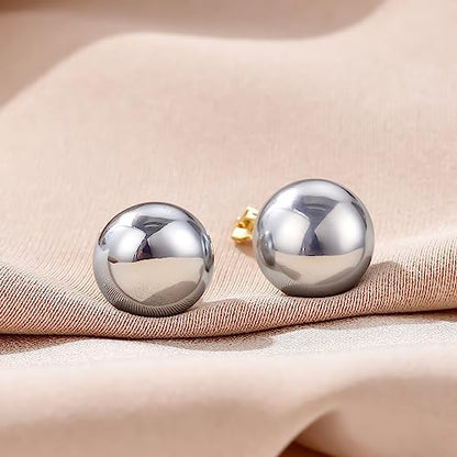 YOQUCOL Simulated Freshwater Pearl Clip On Earrings Not Pierced Elegant Stud Jewelry For Women - color: 16MM-Metallic Grey