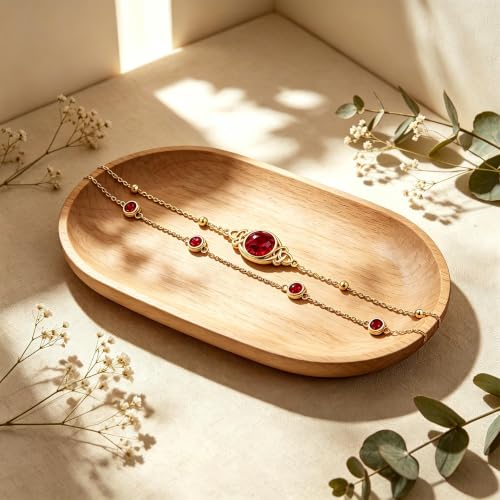 Midari 18K Gold Irish Infinity Celtic Knot Birthstone Layed Anklet Bracelet with 12 Months Birthstone Birthday Jewelry Gifts for Women Mom - color: 07-Ruby, size: Anklet 9"-11"