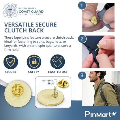 Officially Licensed U.S. Coast Guard Pin - color: Set of 9 pins Veteran Gold Plated, size: 9pc Set