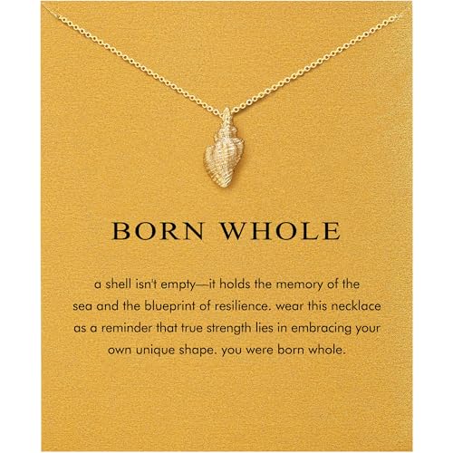 Baydurcan Dainty Gold Necklace for Women Ankh Mom Jesus Sun Star Necklace | 14K Gold Plated Pendant Necklaces Gifts for Friends Sister Mother, Birthday, Christmas, Graduation, Inspirational Gifts - style: Shell