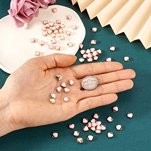 Cheriswelry Mini Heart Charms Enamel Love Heart Alloy Pendants Valentine Dangle Charms for DIY Earring Bracelet Necklace Jewelry Making - color: Pink
