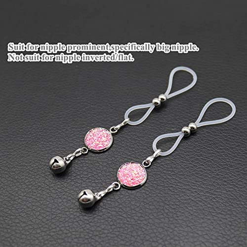Non Pierced Nipple Jewelry Chains Faux Nipple Piercing Rings Bells Stainless Steel Nipple Noose - color: E