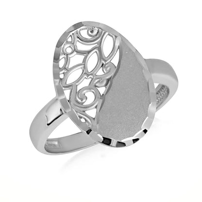 Claddagh Gold 925 Sterling Silver 2.3mm Sparkle Cut Floral Oval Filigree Statement Ring for Women Girls, Available in Sizes 4-12