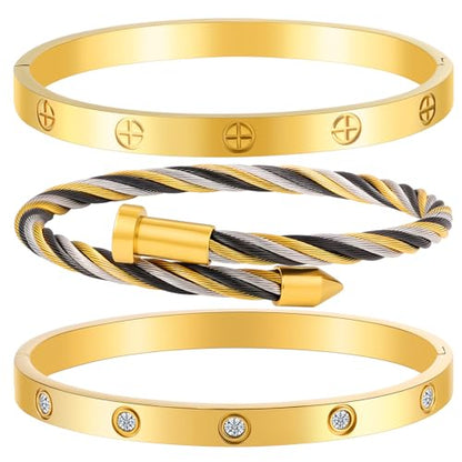 Camhanno Stackable Silver Bracelets for Women Stainless Steel Love & Friendship Bangle, Mothers Day Valentines Birthday Christmas Jewelry Gifts for Mom Her Wife Grandma - style: Style 10