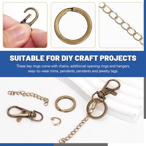 Glarks 125pcs Bronze Keychain Making Kit, Keychain Craft Supplies Including Key Chain Clips with Chains, Lobster Claw Clasps, Key Rings and Jump Rings for Jewelry Craft Making - color: Bronze