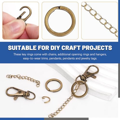 Glarks 125pcs Bronze Keychain Making Kit, Keychain Craft Supplies Including Key Chain Clips with Chains, Lobster Claw Clasps, Key Rings and Jump Rings for Jewelry Craft Making - color: Bronze