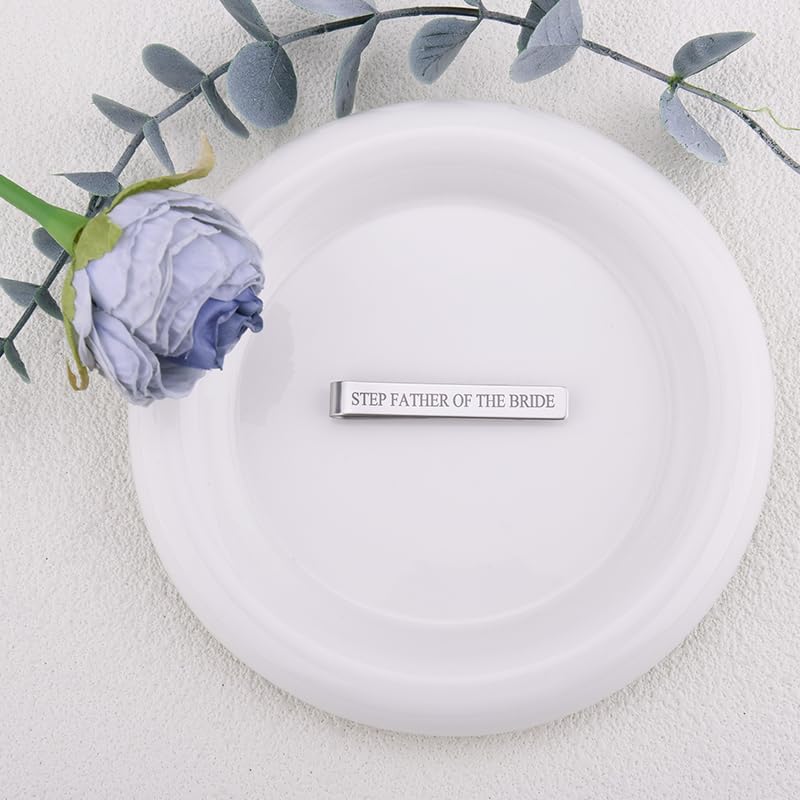 Step Father of The Bride Groom Gifts from Daughter Son, Stepfather of The Groom Bride Tie Clip Gifts for Wedding Day for Dad - style: step father of bride