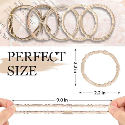 KANPRINCESS 20 PCS Boho Ponytail Holders - 4 Neutral Colors, 5 Styles Hair Bands & Bracelets for Women's Thick or Thin Hair, No Damage - color: Set9