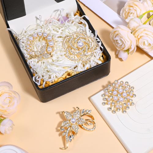 4pcs Brooches and Pins for Women, Flower Brooch, Crystal Pearl Brooch, for Women Fashion Accessories - style: Classic