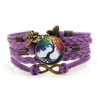 Boho Sunflower Gifts Sunflower Leather Bohemian Bracelet Birthday Gifts for Women Teens Granddaughter Wife Daughter Mom Friendship Bracelets for Her - color: Tree Life