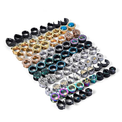 TBOSEN 10 Pairs Stainless Steel | Wood Random Colors Ear Gauges Tunnels Plugs Body Piercing Lucky Bag 2g-1 inch - color: Metal A, size: 16 mm