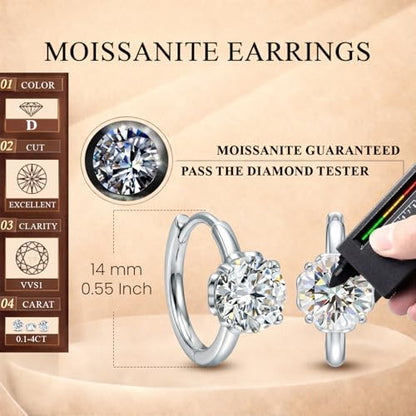 LeCalla 925 Sterling Silver Huggie Hoop Earrings for Women | Rhodium-Plated CZ & Moissanite Dangle Hoop Earrings | Heart, Double Hoop & 3 Stone Designs Hoops | Hypoallergenic Small Hoops Earring Gift for Women - style: Design 04 – 3 Stone Huggie