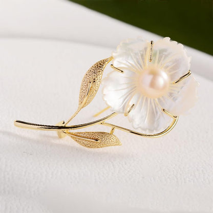 Flower Brooch for Women Rhinestone Pearl Zirconia Flower Lapel Pin Birthday Holiday Gift for Mother Wife Girlfriend - color: 05