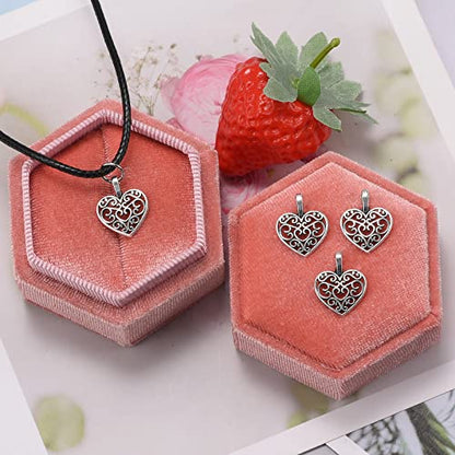 Weyuley 100pcs Antique Silver Plated Hollow Lovely Heart Charms Pendant DIY Bracelets Necklace Jewelry Making Craft Wholesale 16mmx14mm(A285)