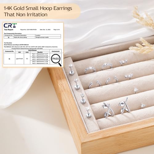 14K Gold Plated Hypoallergenic Stud Hoop Earrings Sets for Women | 7 Pairs Gold Earrings for Women Trendy, Cartilage Earring Lightweight Helix Lobe Tragus Conch Earrings for Women - color: Silver Plated