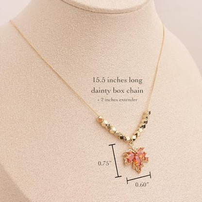 Gold Silver Stud Earrings Pendent Necklace Sets for Women, Dainty Rhinestone Crystal Necklace Earing Jewelry Set Wedding Accessories Fashion Holiday Gift - color: MapleLeaf