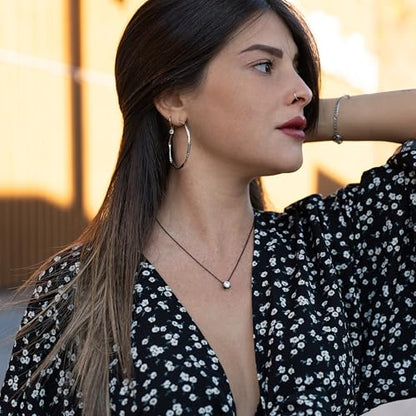 SERASAR Solitaire Necklace Women Round Minimalist Gift Wife Girlfriend Mom - color: Black, style: Zirconia