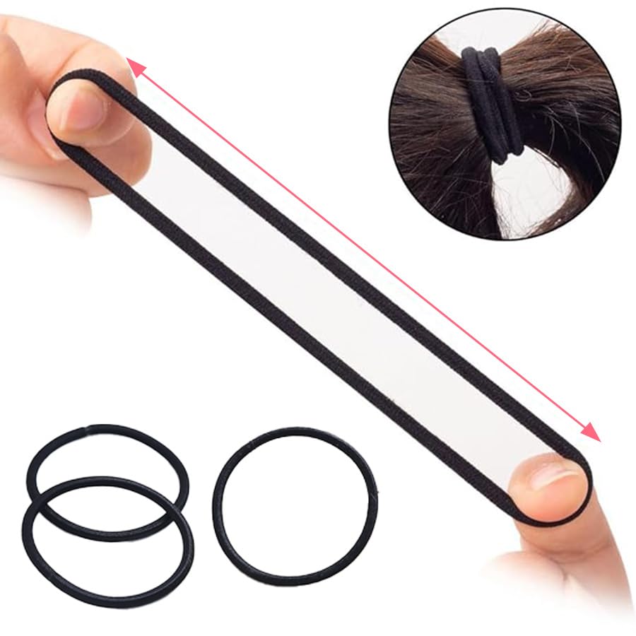 120 Pieces Black Hair Ties for Thick and Curly Hair Ponytail Holders Hair Elastic Band for Women or Men(4mm) - color: Black