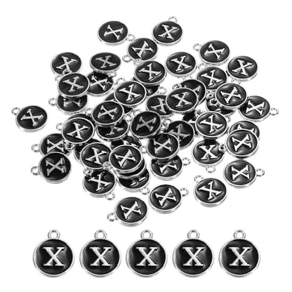 MECCANIXITY Alphabet Enamel Letter Charm Jewelry Charm Pendant for Jewelry Making, Bracelet, Craft - style: X