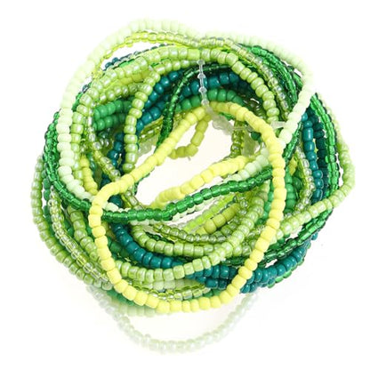 Soyzvteo 17Pcs Elastic Beaded Bracelets Bohemian Stackable Beaded Stretch Bracelets Colorful Boho Beach Bracelet Set Rainbow Handmade Seed Beach Bracelet Jewelry - color: 30Pcs/Green