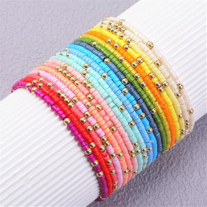 18Pcs Boho Stackable Beaded Bracelets for Women Colorful Handmade Multilayered Rice Beads Anklets Set Summer Beach Bohemian Jewelry Gift - color: Style 2 Multicolor