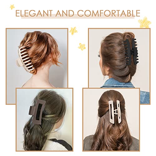 8 Pcs Large Hair Claw Clips 4.1" Non-slip Big Banana Square Matte Hair Claw Clips for Women Girls, Strong Hold Clips for Thick Thin Hair - color: Khaki