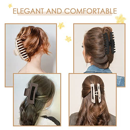 8 Pcs Large Hair Claw Clips 4.1" Non-slip Big Banana Square Matte Hair Claw Clips for Women Girls, Strong Hold Clips for Thick Thin Hair - color: Khaki