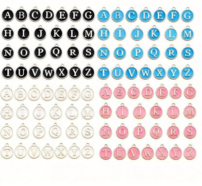 104pcs Double-Sided Enamel Letter Charms for Jewelry Making, Includes A-Z Initial Charms for Bracelets, Necklaces & DIY Craft Projects